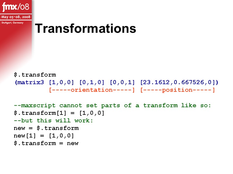 $.transform (matrix3 [1,0,0] [0,1,0] [0,0,1] [23.1612,0.667526,0])        